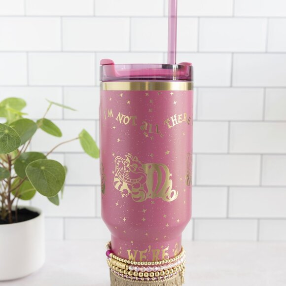 Custom Engraved Cheshire Alice in Wonderland Starbucks x Stanley Berry Pink - Picture 3 of 9
